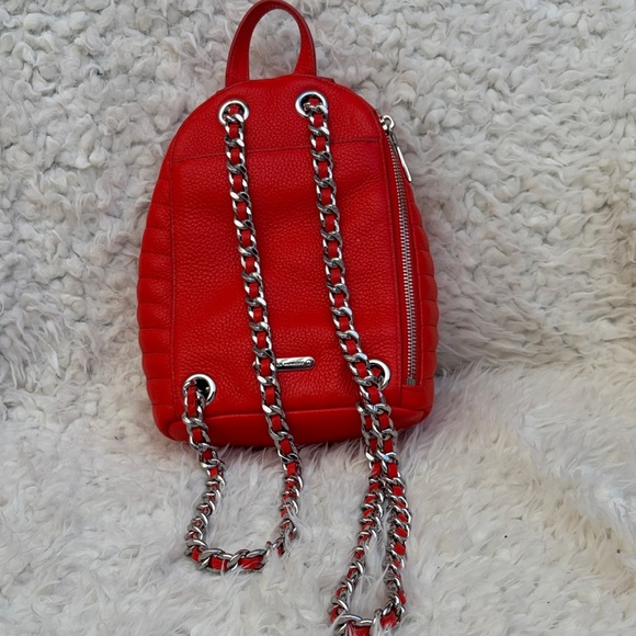 Rebecca Minkoff Small Julian Chevron Leather Backpack Orange Fringe - Picture 4 of 9